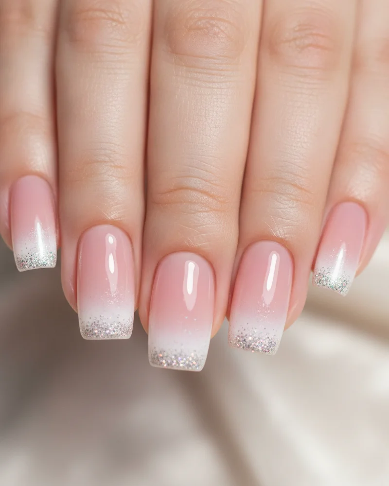 Silber Shimmer Ombré Tips