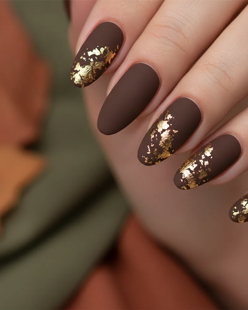 Mattiertes Schokobraun mit Blattgold